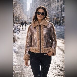 Anthropologie NWT Unreal Fur Pilote d'Avion Jacket size L.